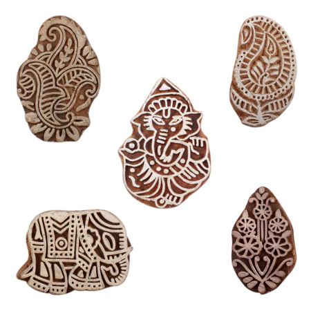 Set of 5 Piece New Mix Wooden Printing Blocks